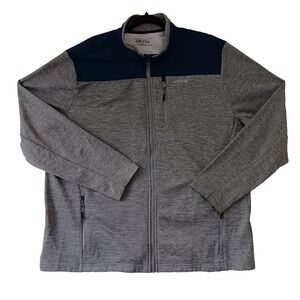 Orvis Men's XXL‎ Full Zip Fleece Jacket  Blue Gray Mesh Bonded Sweater